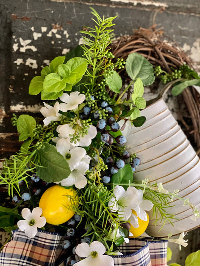 The Lorraine Summer Lemon & Blueberry Wreath for front door