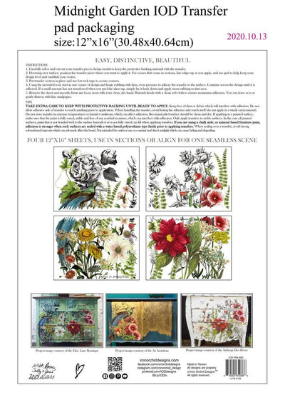 IOD Midnight Garden Rub On Transfer Sheet