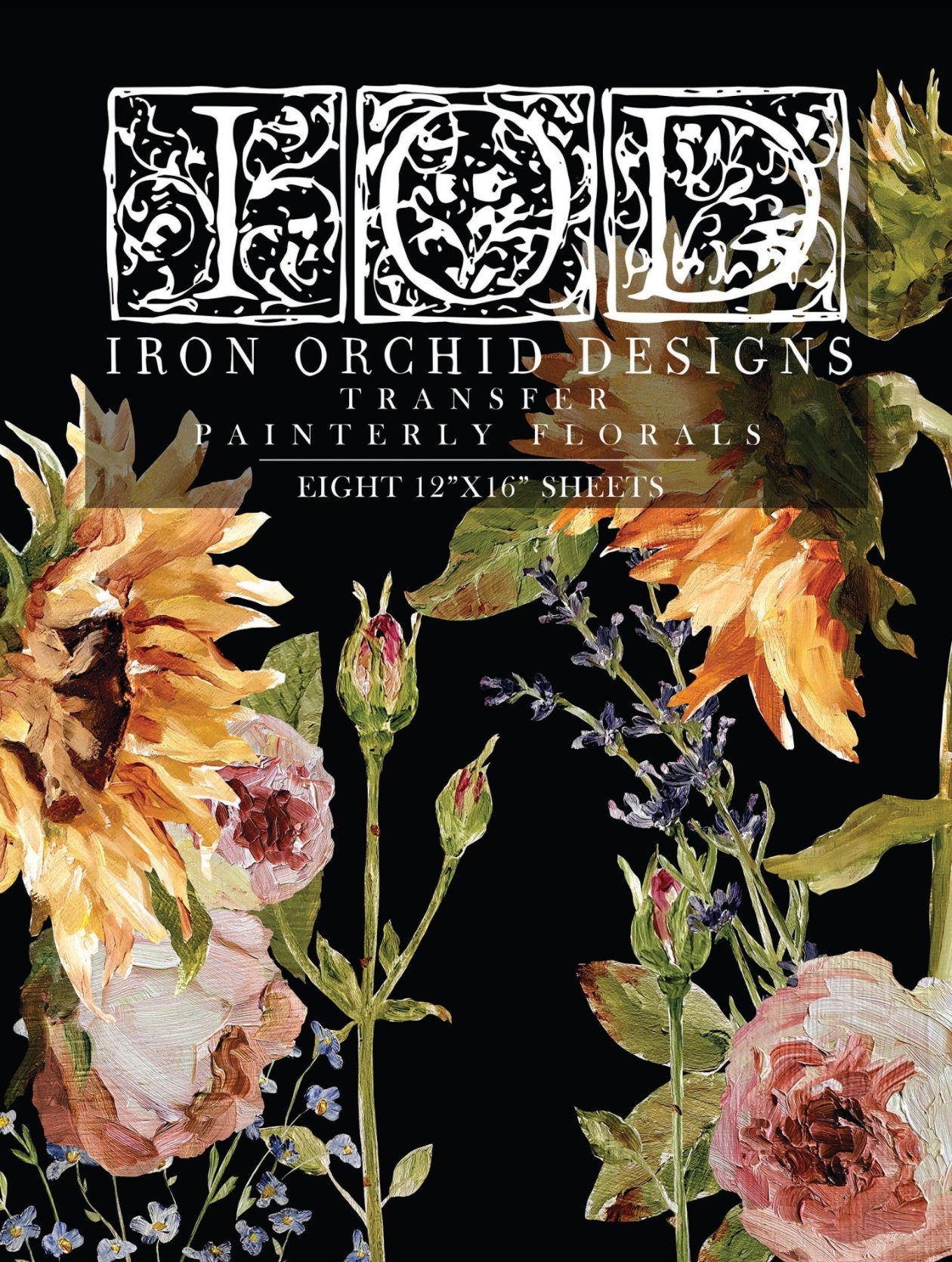 IOD Painterly Florals Rub On Transfer Sheet