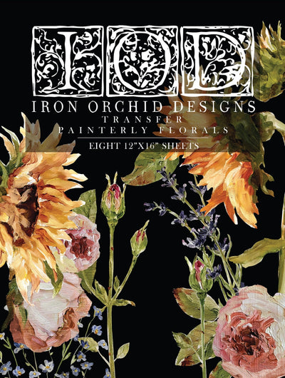 IOD Painterly Florals Rub On Transfer Sheet
