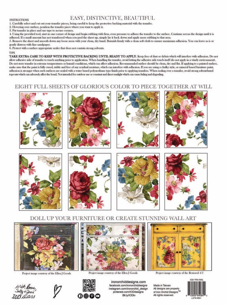 IOD WallFlower Rub On Transfer Sheet