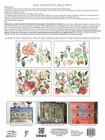 IOD Wander Floral Rub On Transfer Sheet