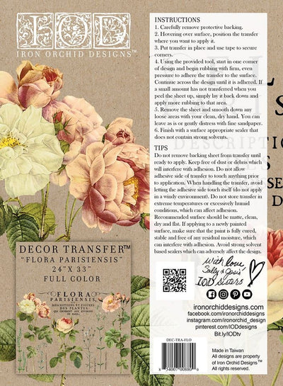IOD Flora Parisiensis Decor Rub On Transfer Sheet