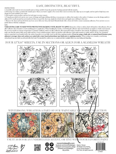 IOD Winter’s Song Wreath Paintable Rub On Transfer Sheet