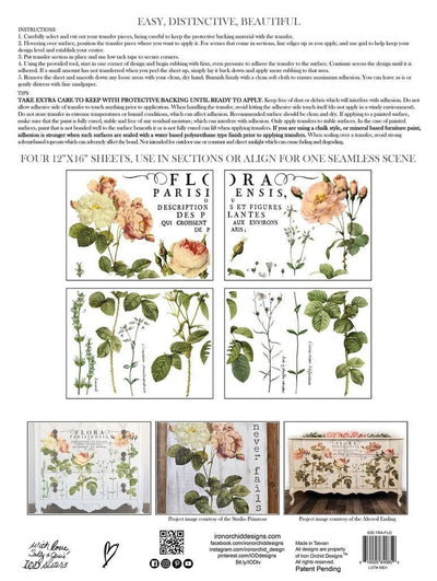IOD Flora Parisiensis Decor Rub On Transfer Sheet