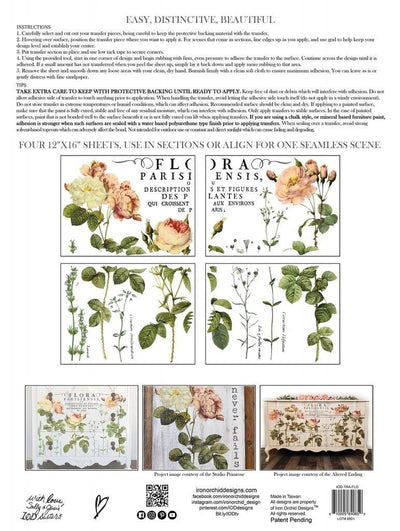 IOD Flora Parisiensis Decor Rub On Transfer Sheet