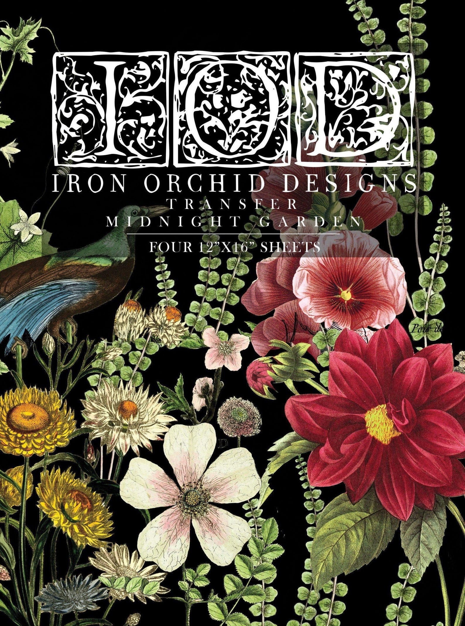 IOD Midnight Garden Rub On Transfer Sheet