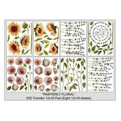 IOD Painterly Florals Rub On Transfer Sheet