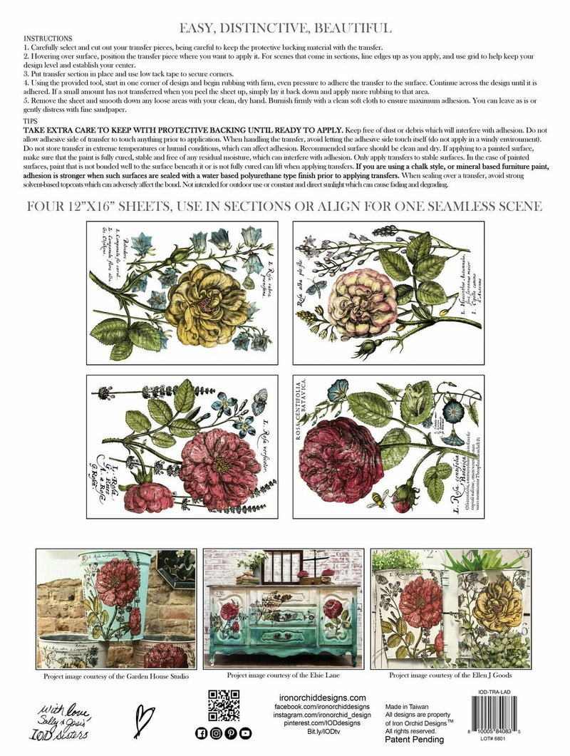 IOD Ladies In Waiting Botanical Rub On Transfer Sheet