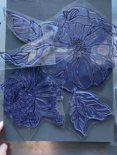 IOD Peonies Decor Stamp