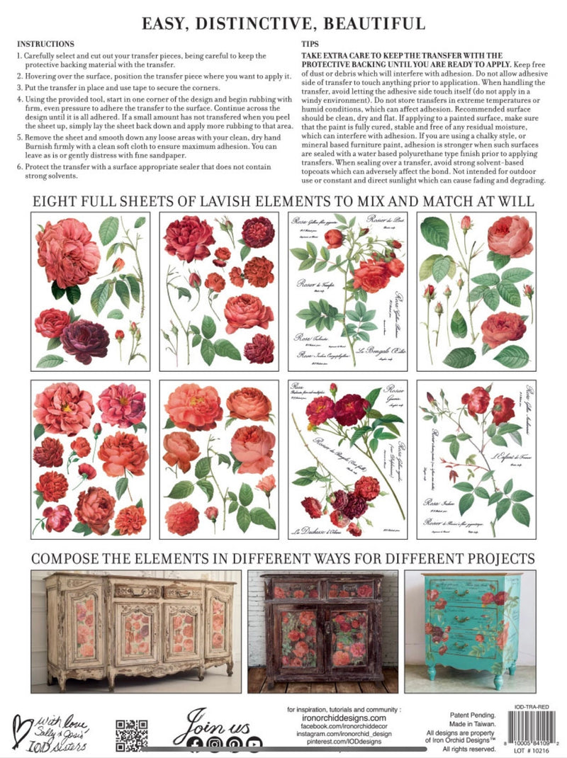 IOD Redoute II Rub On Transfer Sheet