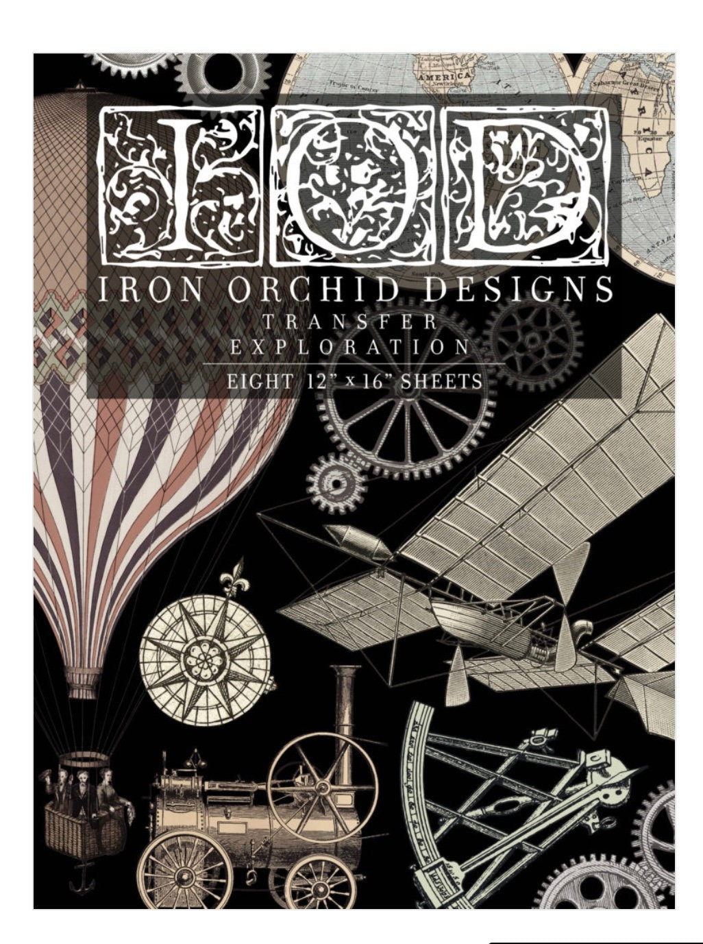 IOD Exploration Rub On Transfer Sheet