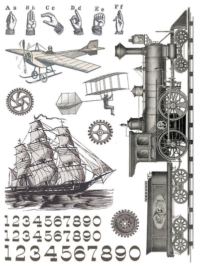 IOD Exploration Rub On Transfer Sheet