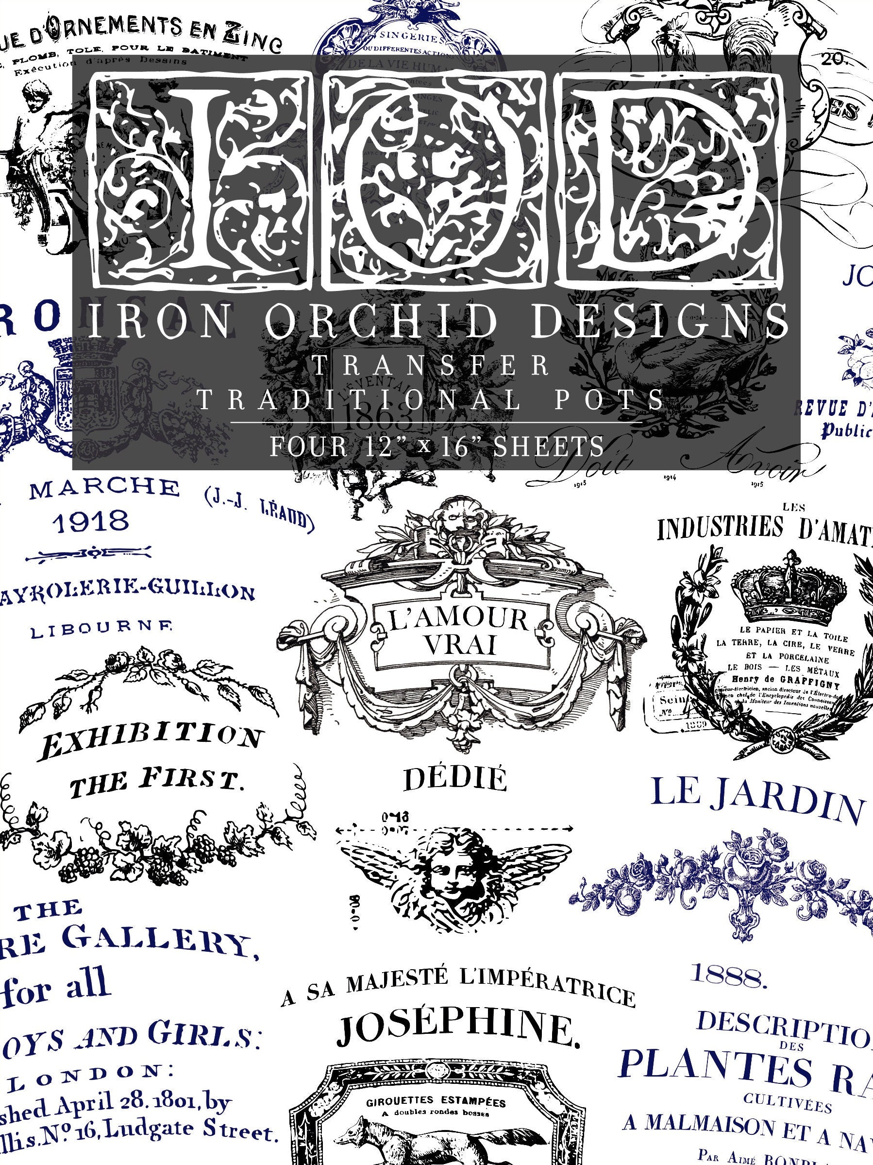 IOD Traditional Pots Decor Rub On Transfer Sheet