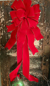 The Khristal Red and Gold Velvet Christmas Tree Topper Bow