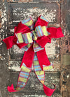 The Delphia Red Blue & Green XL Christmas Tree Topper Bow