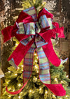 The Delphia Red Blue & Green XL Christmas Tree Topper Bow