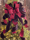 The Maureen Red & Black Velvet Christmas Tree Topper Bow