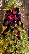 The Maureen Red & Black Velvet Christmas Tree Topper Bow