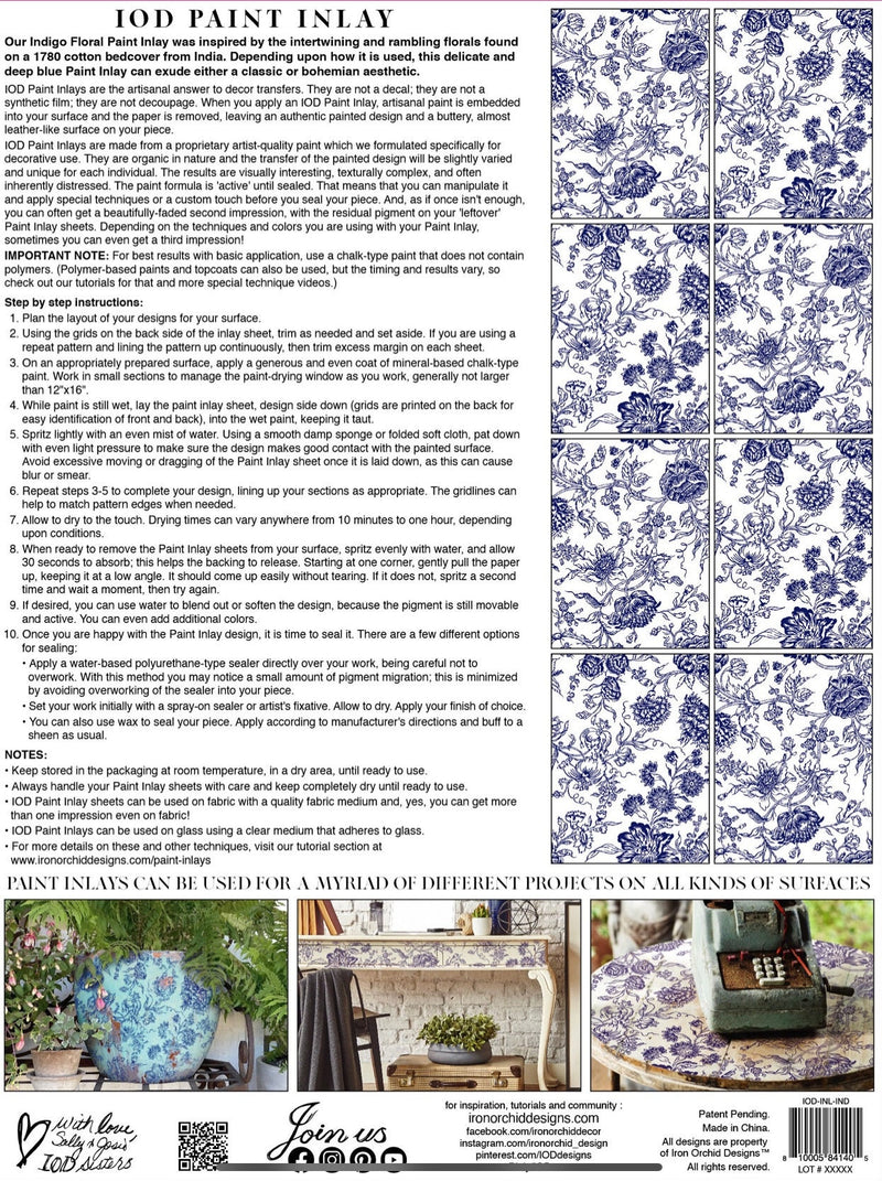 IOD Indigo Floral Paint Inlay Sheet