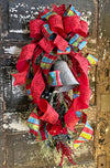 The Saoirse Red & Blue Snowy Cedar Pine Teardrop Swag