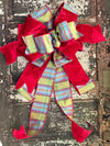 The Delphia Red Blue & Green XL Christmas Tree Topper Bow