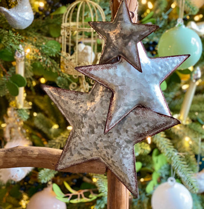 Tin Galvanized Star Christmas Ornament