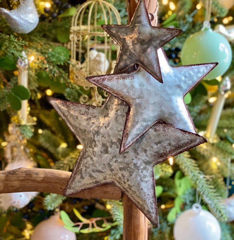 Tin Galvanized Star Christmas Ornament