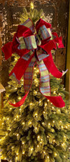 The Delphia Red Blue & Green XL Christmas Tree Topper Bow