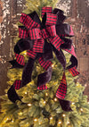 The Maureen Red & Black Velvet Christmas Tree Topper Bow