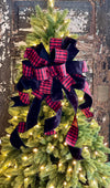 The Maureen Red & Black Velvet Christmas Tree Topper Bow