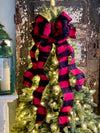 The Sidney Red & Black Flannel Buffalo Check Christmas Tree Topper Bow~extra large bow for wreath~farmhouse bow~winter bow for lantern