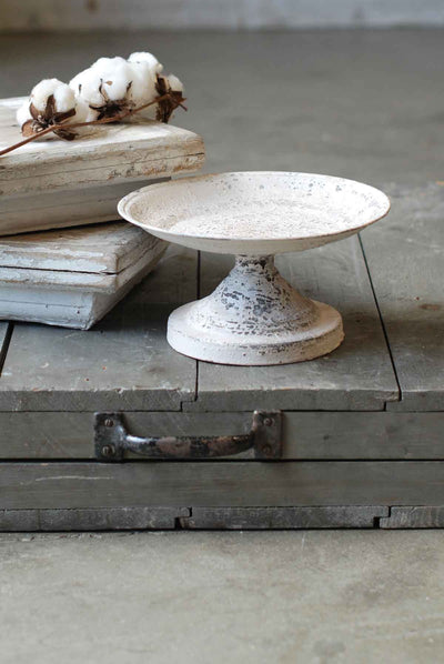 Distressed Metal Pedestal Stand