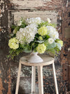 White Distressed Metal Pedestal Candle Stand