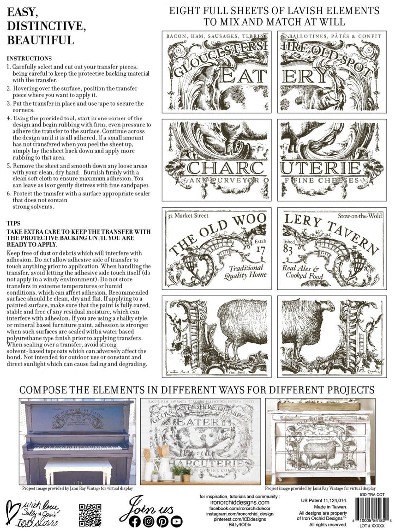 IOD Cotswolds Rub On Transfer Sheet