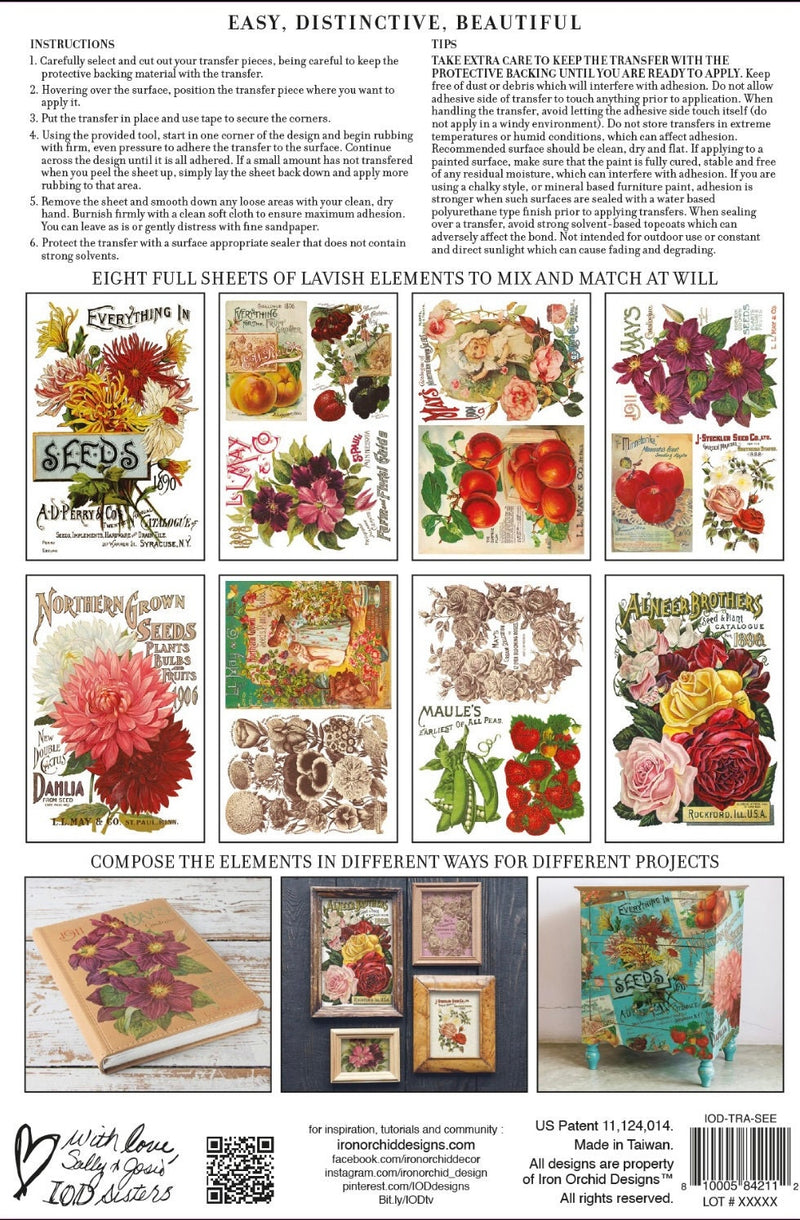 IOD Seed Catalouge Rub On Transfer Sheet