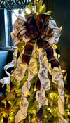 The Darcy Black Cream & Red Tartan Plaid Quail luxury Christmas Tree Topper Bow