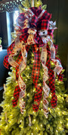 The Claus Red Black & Grey buffalo check Christmas Tree Topper Bow