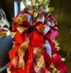 The Adeline Red & Navy Scottish Plaid Christmas Tree Topper Bow