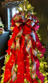 The Adeline Red & Navy Scottish Plaid Christmas Tree Topper Bow