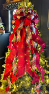 The Adeline Red & Navy Scottish Plaid Christmas Tree Topper Bow