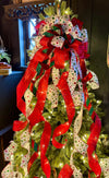 The Simone Red Green & Gold Christmas Tree Topper Bow