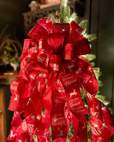 The Cupid Red & White Snowflake Christmas Tree Topper Bow