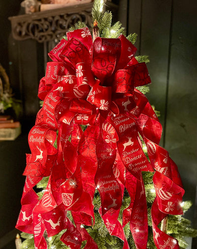 The Cupid Red & White Snowflake Christmas Tree Topper Bow