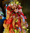 The Karina Red & White Snowflake Christmas Tree Topper Bow