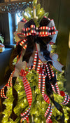 The Natasha Black Red & White Christmas Tree Topper Bow