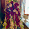 The Brianna burgundy gold & Tan Christmas Tree Topper Bow