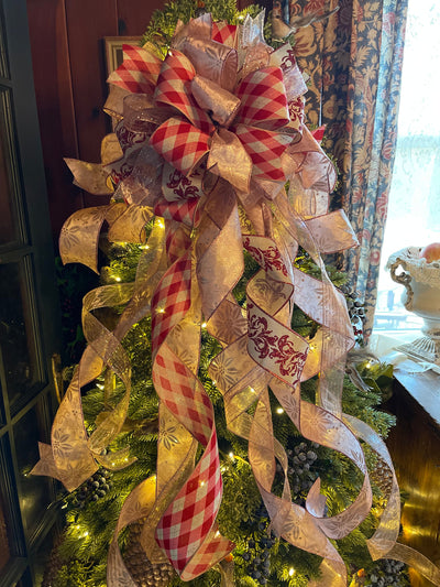 The Princess Pink & Rose Gold Christmas Tree Topper Bow