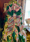 The Greta Red Green & White Christmas Tree Topper Bow