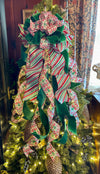 The Greta Red Green & White Christmas Tree Topper Bow